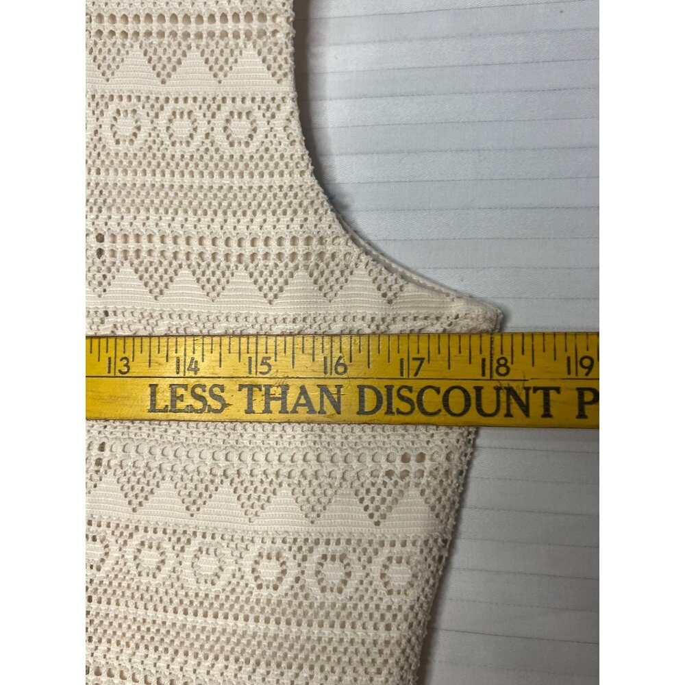 Papaya Size L Sleeveless Ivory Crochet Fit & Flare Dress Back Zipper Closure - Picture 16 of 16